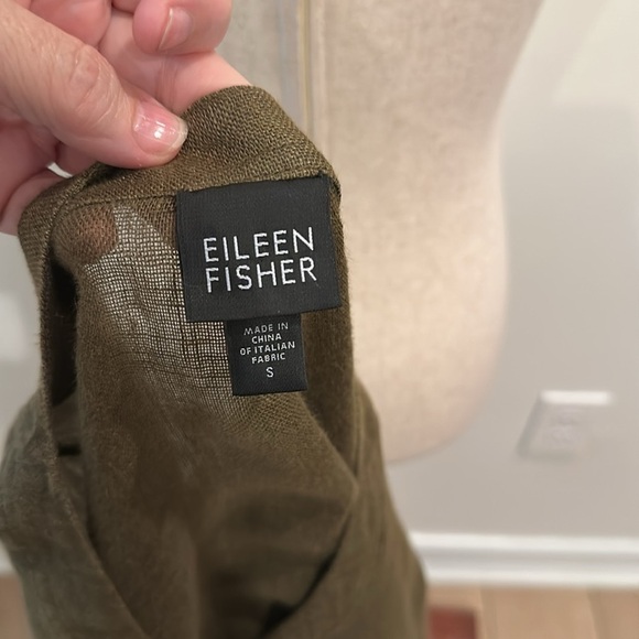EILEEN FISHER LINEN LONG SLEEVE TUNIC SMALL OLIVE GREEN  KEY HILE
FRONT - Picture 7 of 8